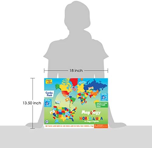 Imagimake Mapology USA & World Map Puzzle with Flags, Capitals, Stickers | Educational Toys for Ages 5-7 | Jigsaw Puzzles for Kids Ages 8-10 | Geography Toys for Ages 8-13 | 6 Year Old Boy/Girl Gifts