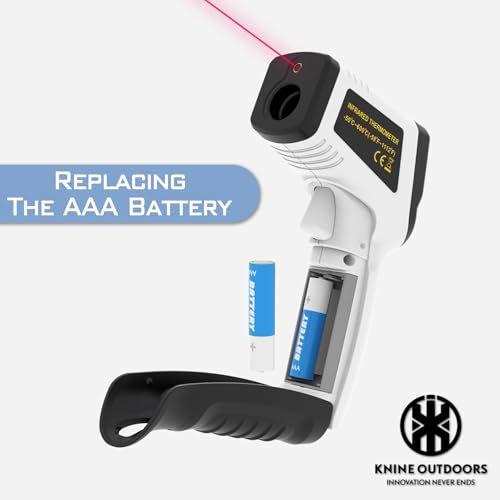 KNINE OUTDOORS Infrared Thermometer Laser Temperature Gun, -58℉ to 1112℉, Single Laser Targeting, Distance to Spot Ratio 12:1, for Cooking, Oven and Meat (White)