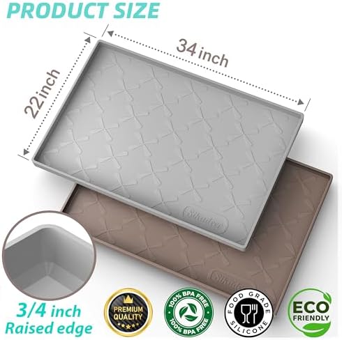 SIKADEER 34" x 22" Under Sink Mat Waterproof, Silicone Mat Kitchen Drawer Shelf and Cabinet Liner, Sink Protector for Kitchen Organizers and Storage, Boot Tray Pet Food Mats