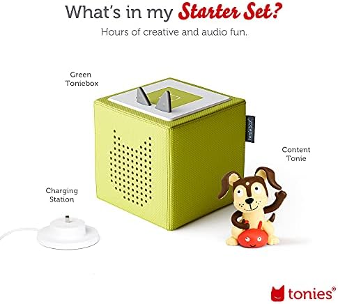 Toniebox Audio Player Starter Set with Playtime Puppy - Listen, Learn, and Play with One Huggable Little Box - Green, 3 Years and up