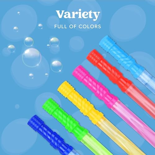 JOYIN 14.6’’ Big Bubble Wands for Kids, 1 Dozen Bubble Wand Bulk with Refill Solution for Summer Toy Party Favor, Outdoors Activity, Easter Basket Stuffers, Birthday Gift