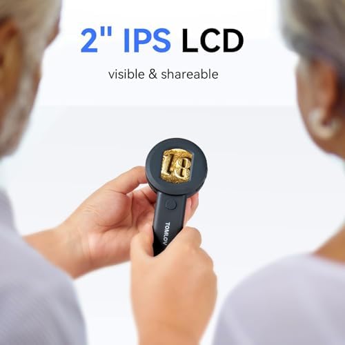 TOMLOV P10 Microscope for Adults Kids, Handheld Coin Magnifier with Light for Error Coins, Portable Trichome Magnifying Glass 100X, Collector Pocket Jewelers Loupe, Digital Microscope with 2" Screen