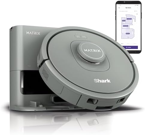 Shark RV2300S Matrix Self-Empty Robot Vacuum with No Spots Missed on Carpets & Hard Floors, Bagless 30 Day Capacity Base, Precision Home Mapping Perfect for Pet Hair, Wi-Fi, Black/Grey (Renewed)