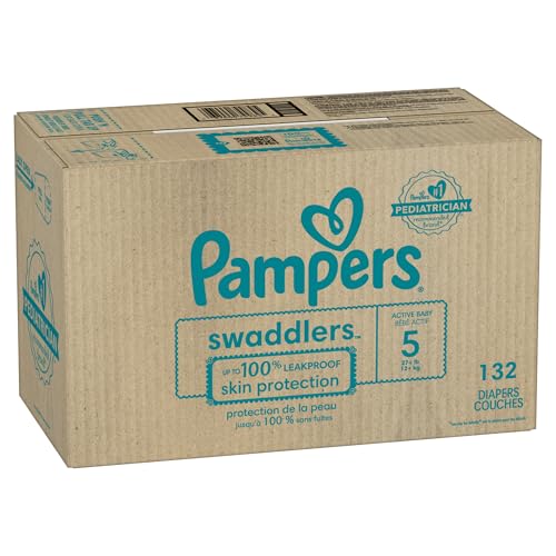 Pampers Baby Diapers - Swaddlers - Size 5, 132 Count, Ultra Absorbent Disposable Infant Diaper
