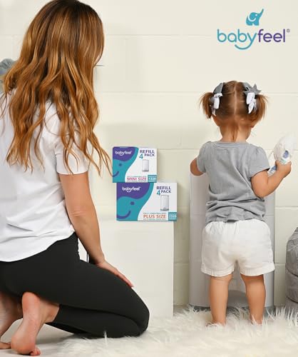 Babyfeel Refills Compatible with DEKOR PLUS Diaper Pails | 4 Pack | Exclusive 30% Extra Thickness | Diaper Pail Refills with Powerful Odor Elimination | Fresh Powder Scent | Holds up to 2320 Diapers