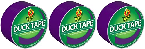 Duck Brand 283138 Color Duct Tape, Purple, 1.88 Inches x 20 Yards Each Roll, 3 Rolls
