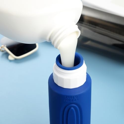 Travel Bottles for Toiletries, Large 6oz Oversize Containers, BPA Free Leak Proof Tubs Refillable Liquid Traveler Accessories with Toiletry Bag for Cometic Shampoo and Lotion Soap (4 Pack)