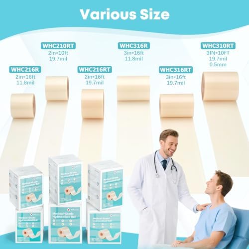 LIFARA Hydrocolloid Roll for Wound Care - Cut-to-Size, Extra Large Hydrocolloid Patch Bandages with Self-Adhesive, Ultra Absorbent, Flexible & Waterproof, First Aid Kit Essential (2in*16ft)