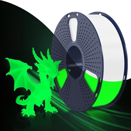SUNLU PETG Glow in The Dark Filament, Luminous PETG 3D Printer Filament 1.75mm, High Brightness and Long Time Filament, Dimensional Accuracy +/- 0.02mm, 1kg Spool. (White, Glow Green)