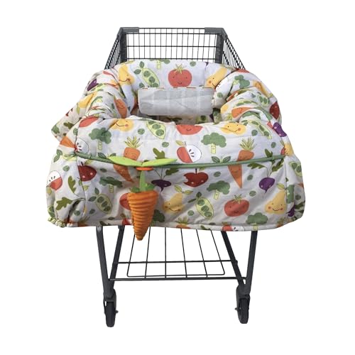 Boppy Shopping Cart Cover for Baby - 360° Coverage Cart Cover for Babies with Safety Harness, Toy Tether, One-Hand Placement, Machine-Washable, 6 Month & Up - Multicolor Farmer's Market