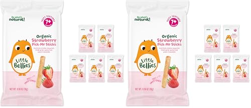 Little Bellies Organic Strawberry Pick-Me Sticks Baby Snack (Pack of 10 x 0.56 oz Individual Packs)