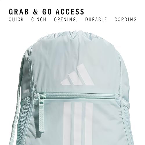 adidas Alliance Sackpack, Drawstring Backpack, Lightweight Small Gym Bag for Women and Men, Halo Mint Green/White, One Size