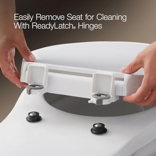 KOHLER 4636-RL-0 Cachet ReadyLatch Elongated Toilet Seat Slow Close, Soft Close Toilet Seat Quiet Lid, Contoured Grip-Tight Bumpers Installation Hardware, Apartment Essentials, White