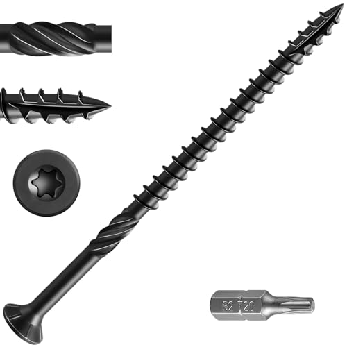 #10 * 3-1/2" Black Deck Screws, (883pcs) 15 lbs.Exterior Wood Screws, Rust Resistant epoxy Coated, Bronze, T25 Star Bit