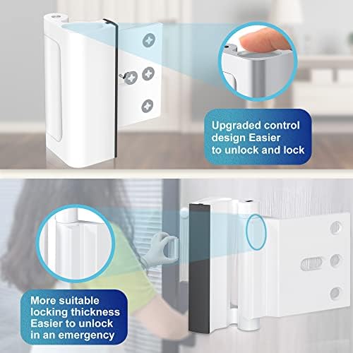 2 Pack AceMining Door Reinforcement Lock Withstands 800lbs of Force - White Extra Child Proof Door Lock with 8 Screws Prevents Unauthorized Entry,Add a Door Security Lock for Home Safety & Privacy