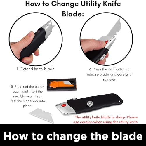 INTERNET'S BEST Premium Utility Knife Set | Retractable Box Cutter with Rubber Handle | Heavy-Duty Cutting for Cardboard, Carpet, Plastic | Retractable Blade | Includes 2 Razor Knives & Extra Blades
