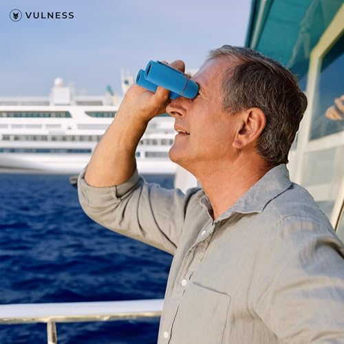 Small Binoculars for Adults and Kids | Cruise Ship Essentials Camping Bird Watching Travel Hiking Accessories Alaska Costa Rica Must Haves Packing List High Powered Mini Compact VULNESS (Blue, 8X21)