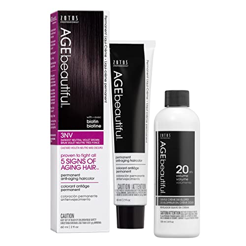 AGE beautiful Permanent Hair Color Dye Liqui Creme | 100% Gray Coverage | Anti-Aging Haircolor | Biotin for Thicker, Fuller Hair | Professional Salon Coloring