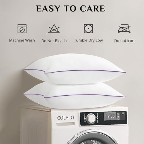 JOLLYVOGUE Pillows Queen Size Set of 2, Medium Supportive Bed Pillows with Super Soft Down Alternative Fill, Luxury Fluffy Hotel Quality for Side, Back, and Stomach Sleepers