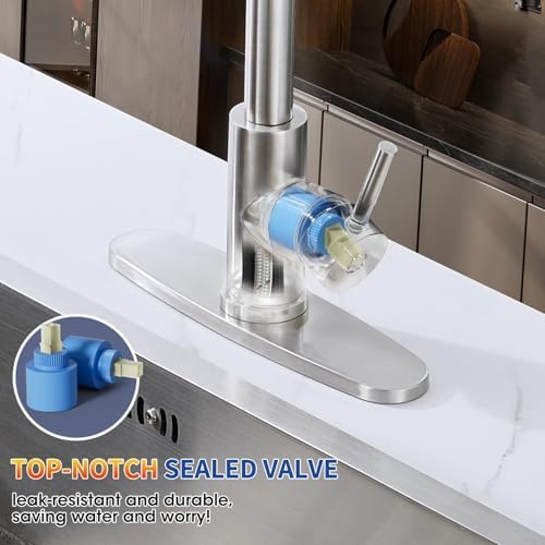 Kitchen Faucets with Pull Down Sprayer, High Arc Single Handle Stainless Steel Commercial Kitchen Faucet 1 or 3 Hole Sink Faucet for Farmhouse Camper Laundry Rv Bar, Brushed Nickel