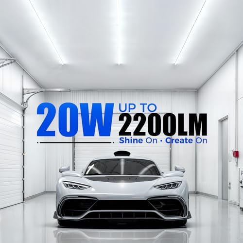 Barrina (6 Pack LED T5 Integrated Single Fixture, 4FT, 2200lm, 6500K Super Bright White, 20W Utility LED Shop Light, Ceiling and Under Cabinet Light, Corded Electric with ON/Off Switch, ETL Listed