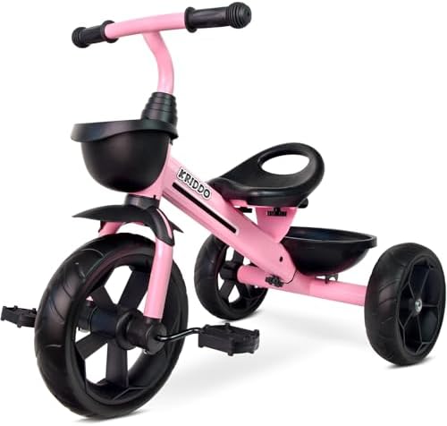 KRIDDO Kids Tricycles Age 24 Month to 4 Years, Toddler Kids Trike for 2.5 to 5 Year Old, Gift Toddler Tricycles for 2-4 Year Olds, Trikes for Toddlers, Sporty Styling, Pink