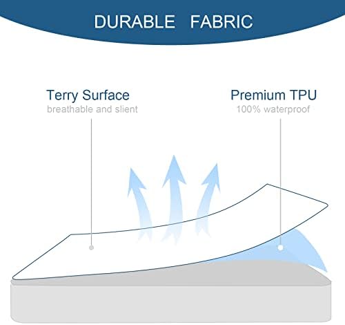 Full Extra Long (XL) Mattress Protector 100% Waterproof Full XL Sheets Fitted up to 14'' Depth Ultra Soft Terry Full XL Mattress Topper Cover Noiseless & Breathable, Machine Washable