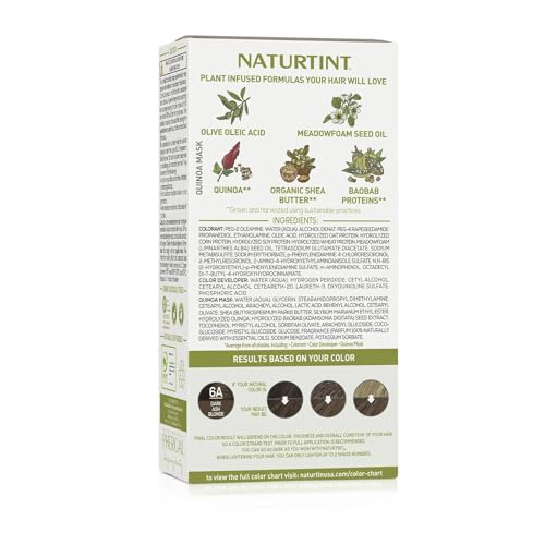 Naturtint 6A Dark Ash Blonde Permanent Hair Color (Pack of 6), Ammonia Free, Vegan, Cruelty Free, up to 100% Gray Coverage, Long Lasting Results (Packaging may vary)