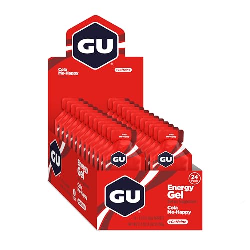 GU Energy Original Sports Nutrition Energy Gel, Vegan, Gluten-Free, Kosher, and Dairy-Free On-the-Go Energy for Any Workout, 24-Count, Cola Me-Happy