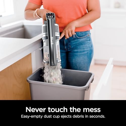 Shark WZ531H Cordless Pro Stick Vacuum with Powerfins Brushroll, HEPA Filtration, Self-Cleaning Brushroll, LED Headlights, 40-Min Runtime, Crevice Tool & Dusting Brush Included, Grey/Blue (Renewed)