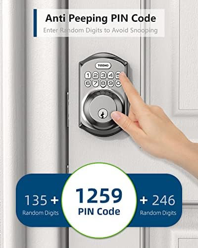 TEEHO TE001 Keyless Entry Door Lock with Keypad - Smart Deadbolt Lock for Front Door with 2 Keys - Auto Lock - Easy Installation - Satin Nickel