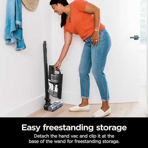 Shark WZ531H Cordless Pro Stick Vacuum with Powerfins Brushroll, HEPA Filtration, Self-Cleaning Brushroll, LED Headlights, 40-Min Runtime, Crevice Tool & Dusting Brush Included, Grey/Blue (Renewed)