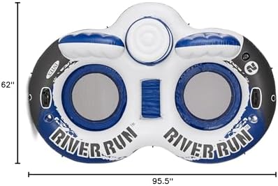 Intex 58837EP River Run 2 Inflatable Floating Lounge: Comfortable Backrests – Built-in Cup Holders – Cooler with Lid – 2 Person – 440lb Weight Capacity