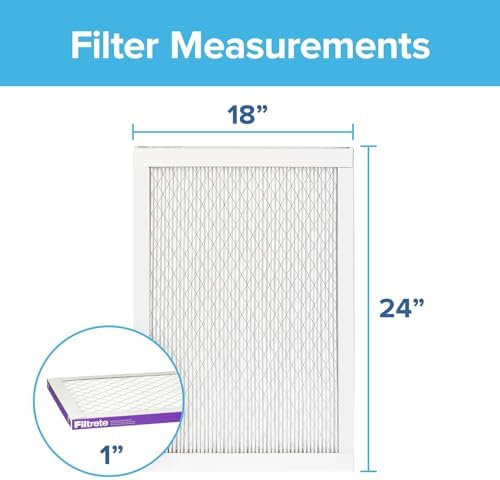 Filtrete 18x24x1 AC Furnace Air Filter, MERV 12, MPR 1500, CERTIFIED asthma & allergy friendly, 3 Month Pleated 1-Inch Electrostatic Air Cleaning Filter, 2-Pack (Actual Size 17.81x23.81x0.78 in)