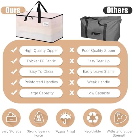 Heavy Duty Moving Bags - Extra Large Packing Bags and Storage Totes, Collapsible and Foldable Option for Moving and Storage, Clear, 93 L - 18 Pack