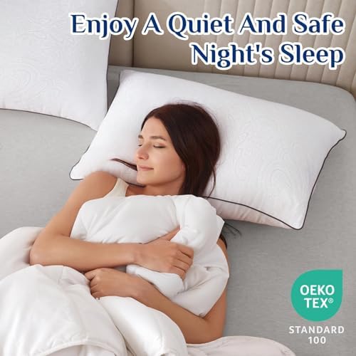JOLLYVOGUE Standard Pillows Set of 2, Cooling and Supportive Pillows Full Size Set of 2 for Side and Back Sleepers, Down Alternative Hotel Collection Sleeping Pillow