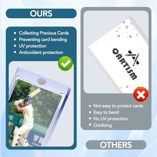 100ct Magnetic Card Holders, 35pt One Touch Card Holder, U-V Protection Hard Plastic Case for Trading Cards, Display Case for Sports, Baseball, Football, Game Cards