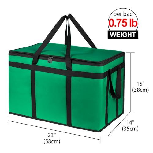Bodaon Insulated Food Delivery Bag, XXXL Pizza Delivery Bags for Hot and Cold Food, Commercial, Large Capacity Reusable Warming Bag, Catering Cooler Bag for Doordash, Warmers for Parties (Green, 1Pk)