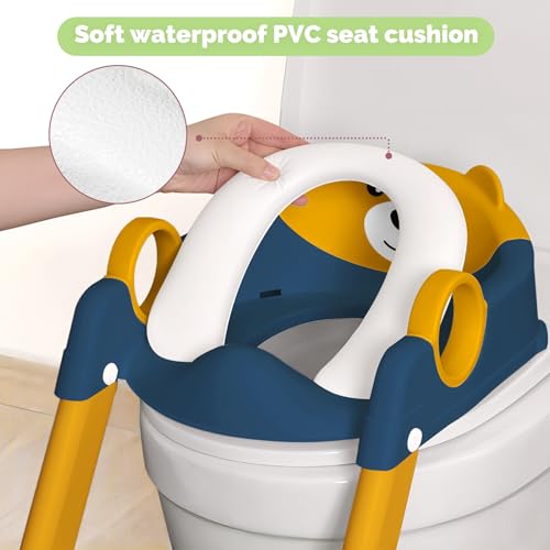 Toilet Seat, Potty Training Seat for Toddler, Upgraded 2-in-1 Potty Toilet Training for Boys and Girls,Waterproof Cushioned Mat with Non-slip Step Stool