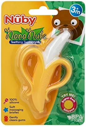 Nuby Nananubs Banana Massaging Teether – Baby Teething Toys 3 Months and Up, Silicone Teether for Sore Gums, Infant Toy, Baby Essentials, Brush, Travel Accessory, Gift for Babies (Pack of 16)