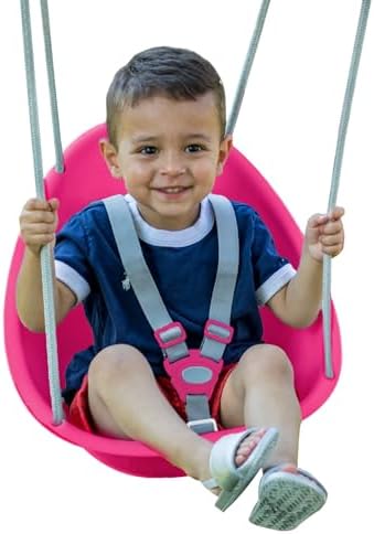 Swurfer Coconut Toddler Swing – Comfy Baby Swing Outdoor, 3- Point Adjustable Safety Harness, Secure, Safe Quick Click Locking System, Blister-Free Rope, Easy Installation, Ages 6-36 Months