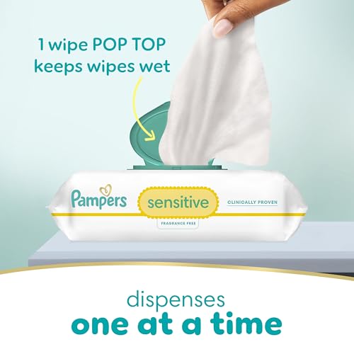 Pampers Sensitive Baby Wipes, Water Based, Hypoallergenic and Unscented, 8 Flip-Top Packs, 4 Refill Packs (1008 Wipes Total)