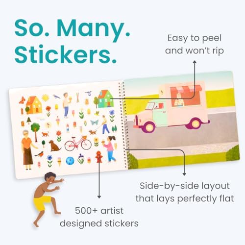 CUPKIN Sticker Book for Kids 2-4, 500+ Kids Stickers, Spending Time with Grandma 12 Coloring Pages, 12 Scenes, Fun Toddler Travel Activity Coloring and Sticker Books for Children Ages 4-8 + 8-10