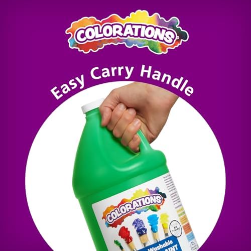 Colorations Paraben-Free Washable Tempera Paint for Kids - 1 Gallon Value Size, Vibrant Green. Non-Toxic and Made in the USA, Classroom Must Haves, Bulk Arts and Crafts Supplies