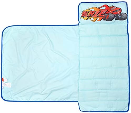 Jay Franco Blaze and The Monster Machines Ready to Race Mat – Built-in Pillow and Blanket - Super Soft Microfiber Kids'/Toddler/Children's Bedding, Ages 3-7 (Official Blaze and The Monster Machines)