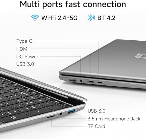 15.6 Inch Laptop with Office 365, 4GB RAM, 128GB Storage Expandable 1TB, 5205U Processor, HD Display, Windows 11 Laptops Computer, Wi-Fi 5, BT4.2, Numpad, Type-C, for Business and Students.