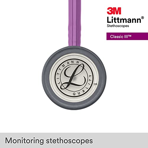 3M Littmann Classic III Monitoring Stethoscope, 5832, More Than 2X as Loud, Weighs Less, Stainless Steel Chestpiece, 27" Lavender Tube