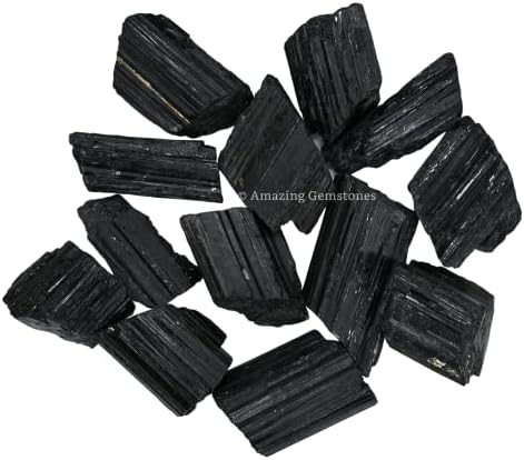 Amazing Gemstone Black Tourmaline Crystals Rough Stone in Bulk, 1lb Regular Pieces Turmalina Negra Piedra Originales, Large Black Tourmaline Crystal Healing Stones for Protection - Crafts Making