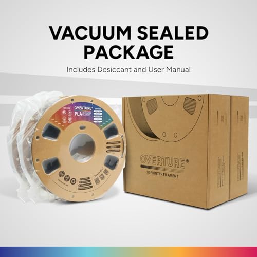 OVERTURE PLA Filament 1.75mm PLA 3D Printer Filament, 2kg Cardboard Spool (4.4lbs), Dimensional Accuracy +/- 0.02mm, Fit Most FDM Printer (Black 2-Pack)