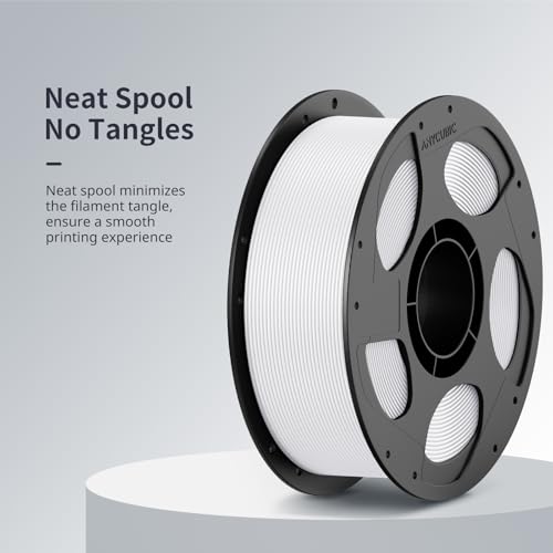 ANYCUBIC 3D Printer Filament PLA Bundle, PLA Filament 1.75mm Dimensional Accuracy +/- 0.02mm, 1KG Reusable Spool, 2KG White